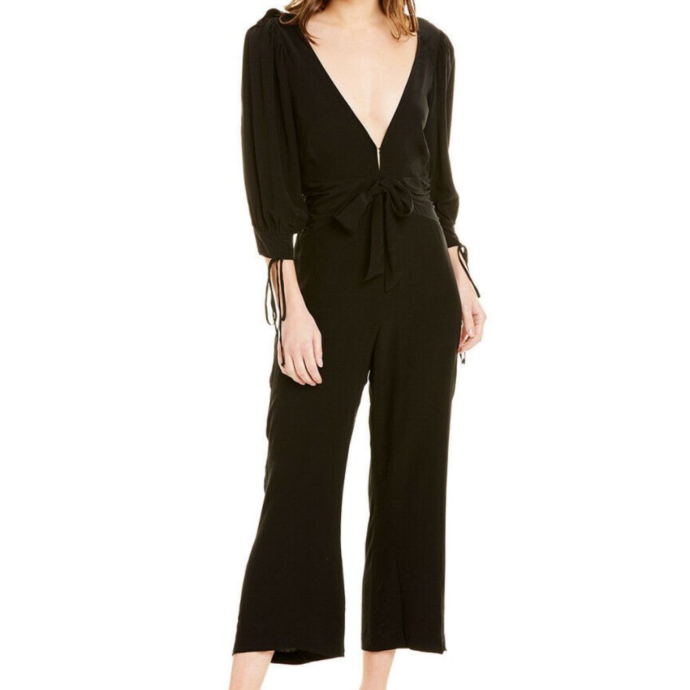 For Love And Lemons Georgi Plunge Jumpsuit Black Size XS NWT - Picture 3 of 14